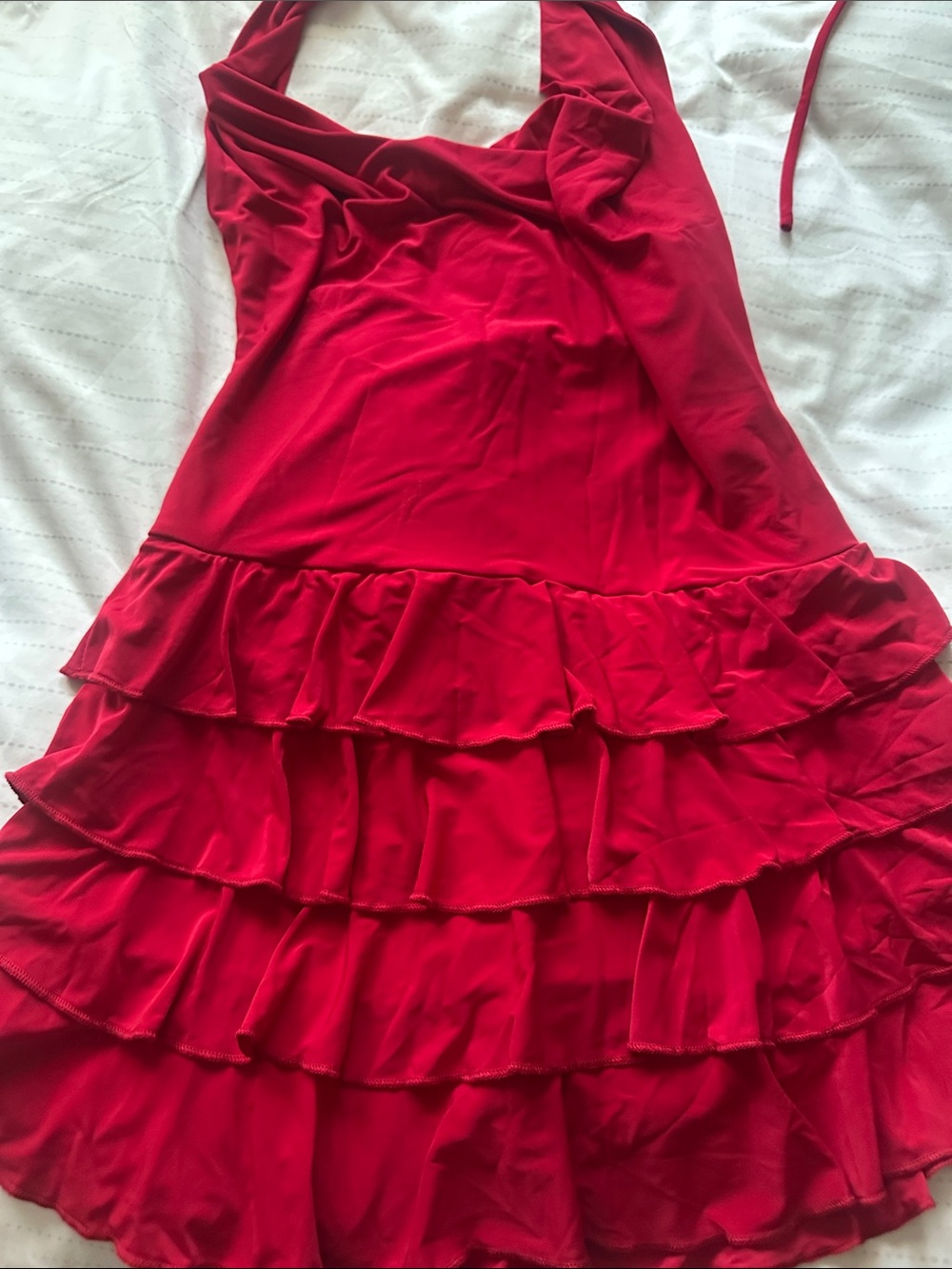 Windsor Red Halter Ruffle Dress